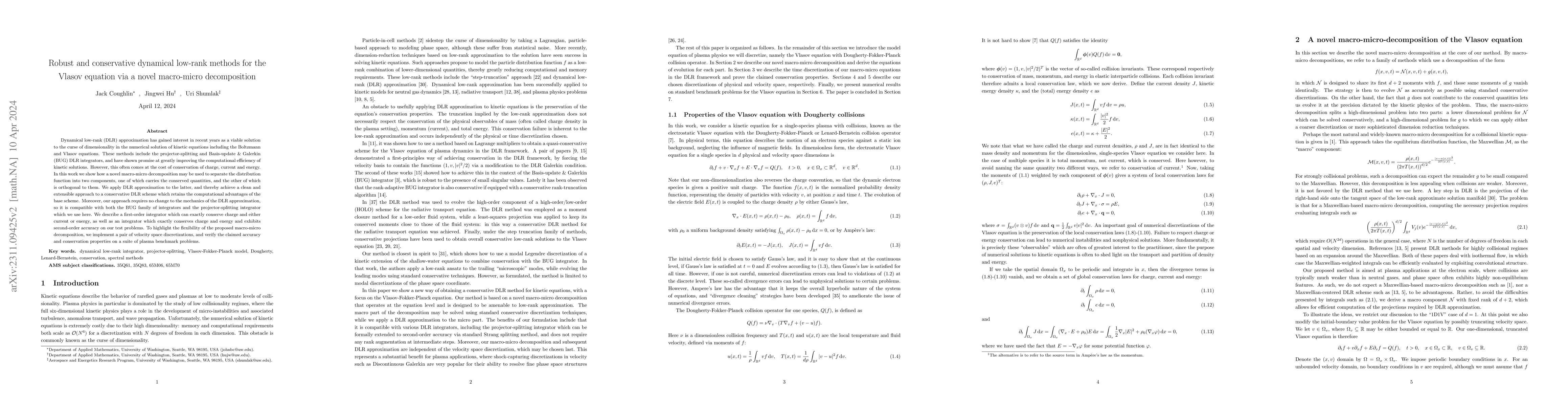 Thumbnail for Robust and conservative dynamical low-rank methods for the Vlasov
  equation via a novel macro-micro decomposition