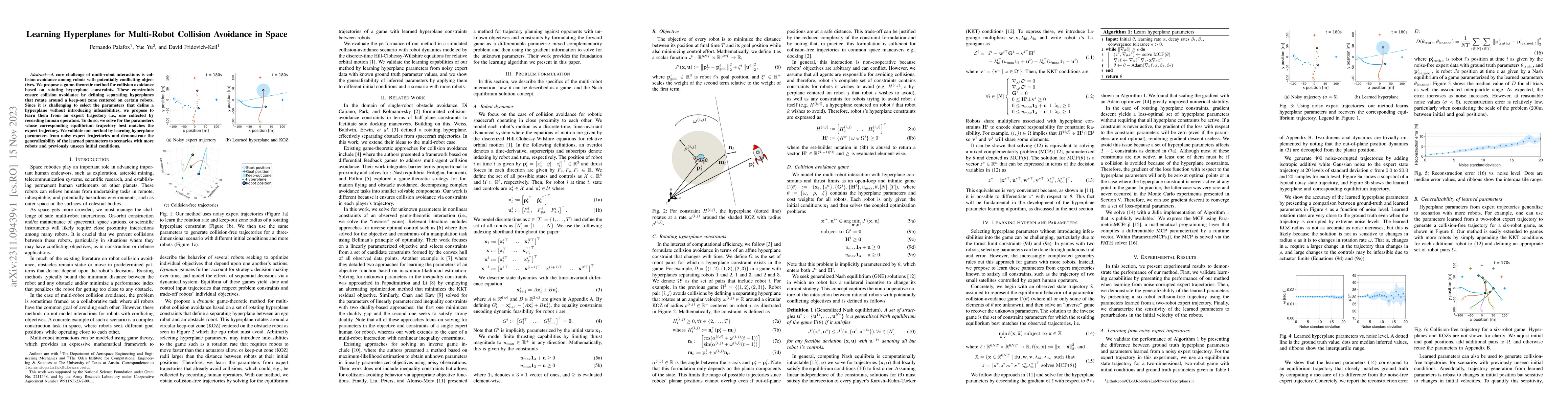 Thumbnail for Learning Hyperplanes for Multi-Agent Collision Avoidance in Space