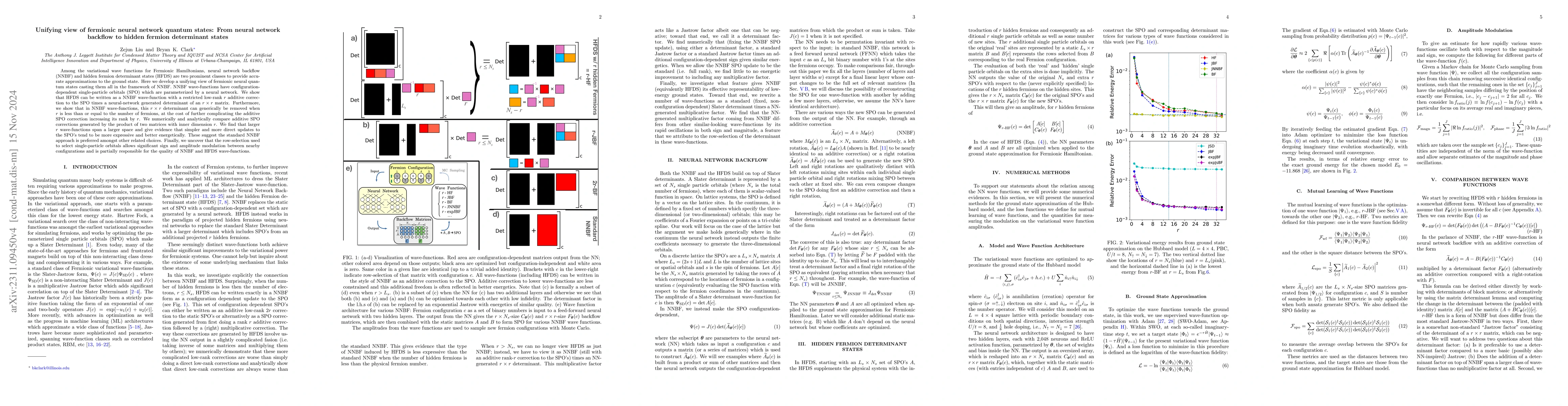 Thumbnail for A Unifying View of Fermionic Neural Network Quantum States: From Neural
  Network Backflow to Hidden Fermion Determinant States