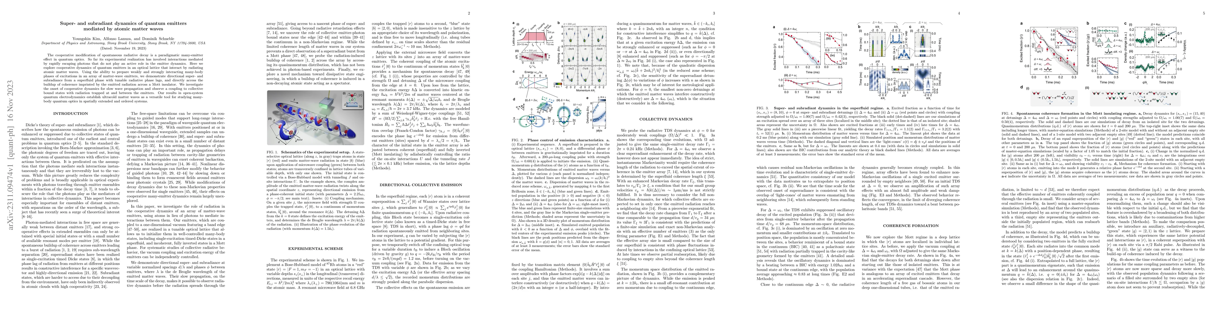 Thumbnail for Super- and subradiant dynamics of quantum emitters mediated by atomic
  matter waves