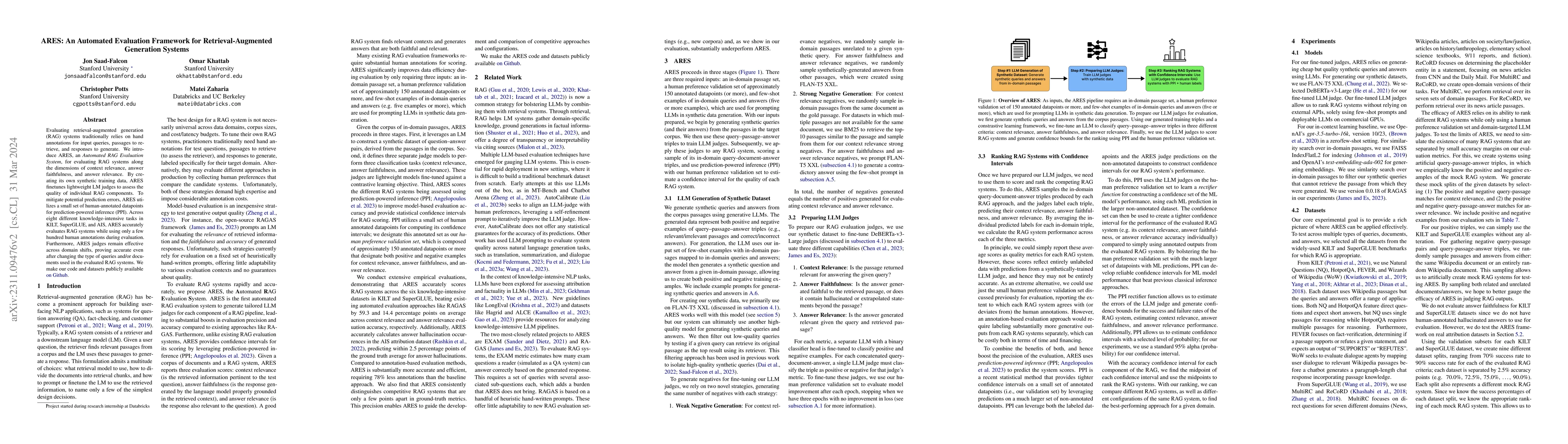 Thumbnail for ARES: An Automated Evaluation Framework for Retrieval-Augmented
  Generation Systems