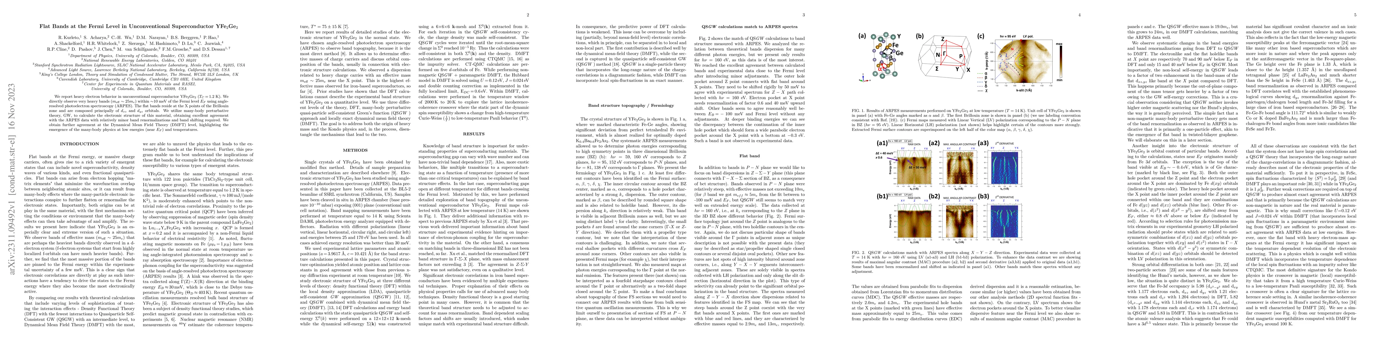 Thumbnail for Flat Bands at the Fermi Level in Unconventional Superconductor YFe2Ge2