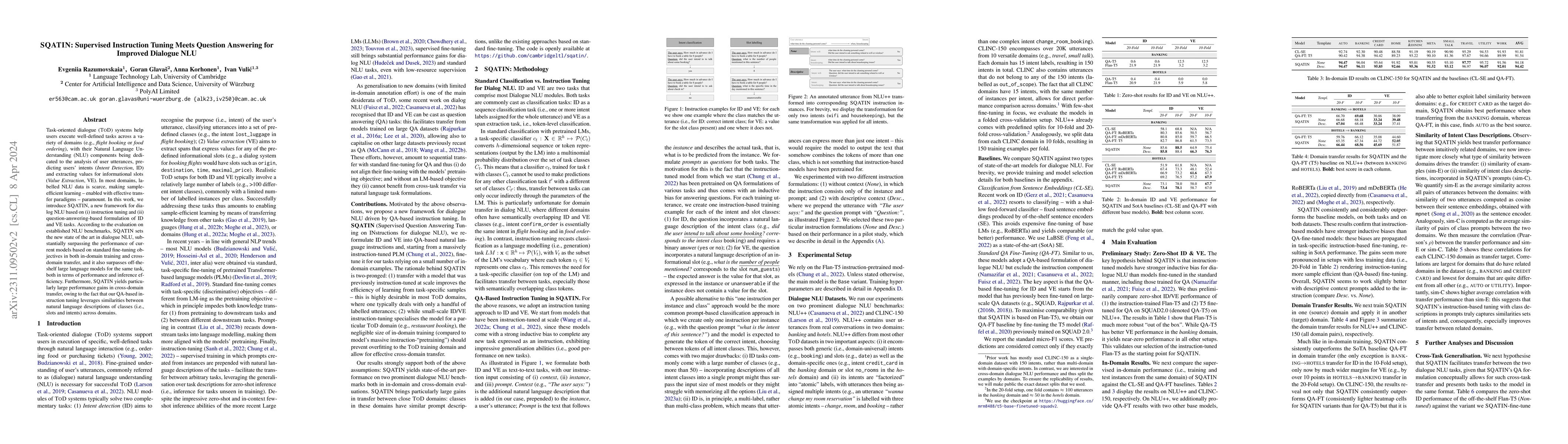 Thumbnail for SQATIN: Supervised Instruction Tuning Meets Question Answering for
  Improved Dialogue NLU