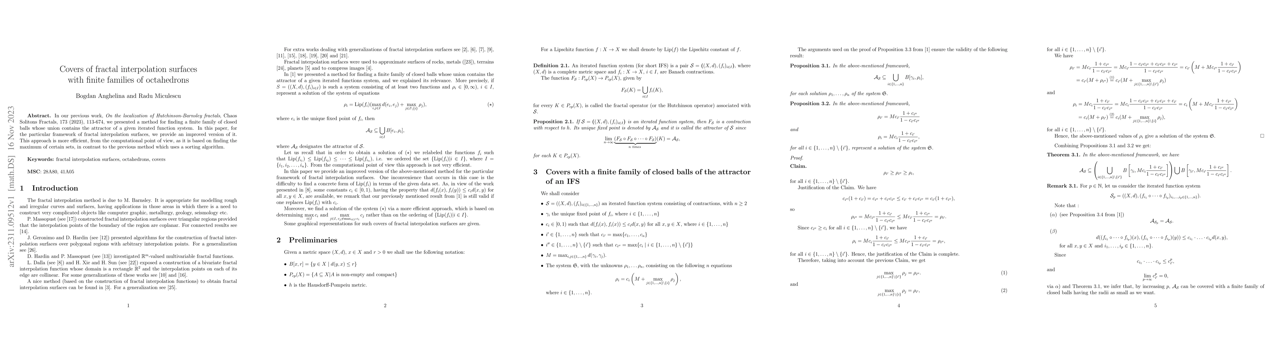 Thumbnail for Covers of fractal interpolation surfaces with finite families of
  octahedrons