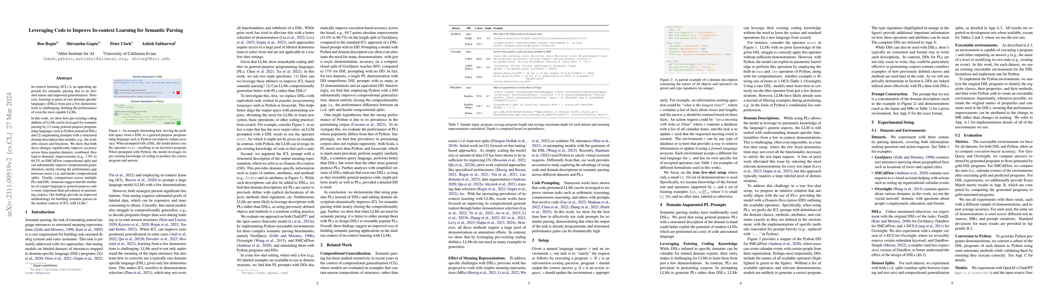 Thumbnail for Leveraging Code to Improve In-context Learning for Semantic Parsing
