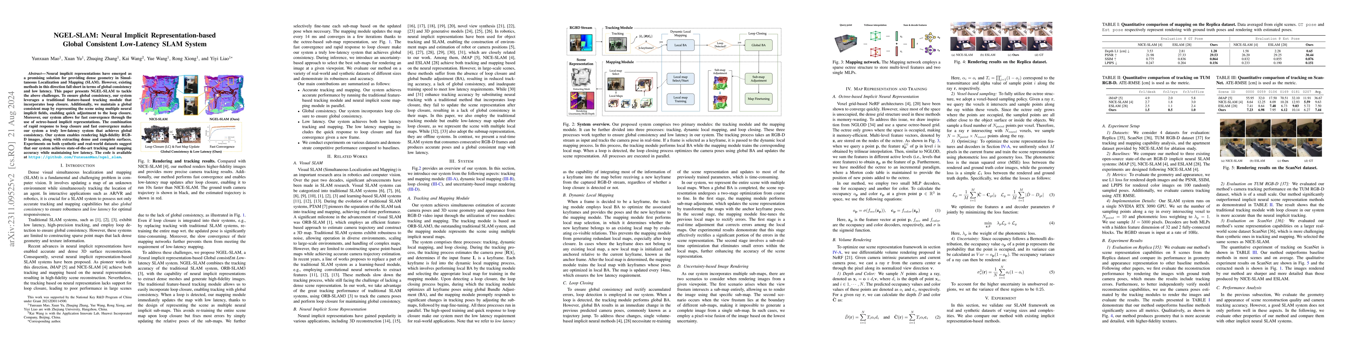 Thumbnail for NGEL-SLAM: Neural Implicit Representation-based Global Consistent
  Low-Latency SLAM System