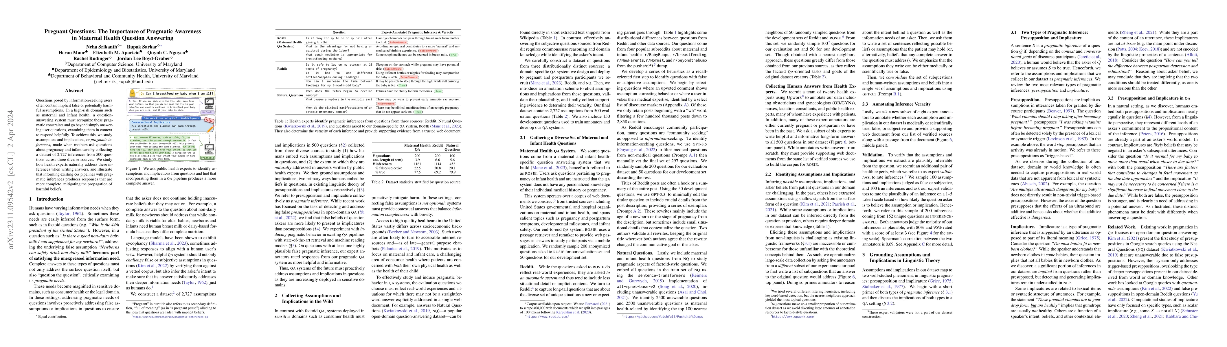Thumbnail for Pregnant Questions: The Importance of Pragmatic Awareness in Maternal
  Health Question Answering
