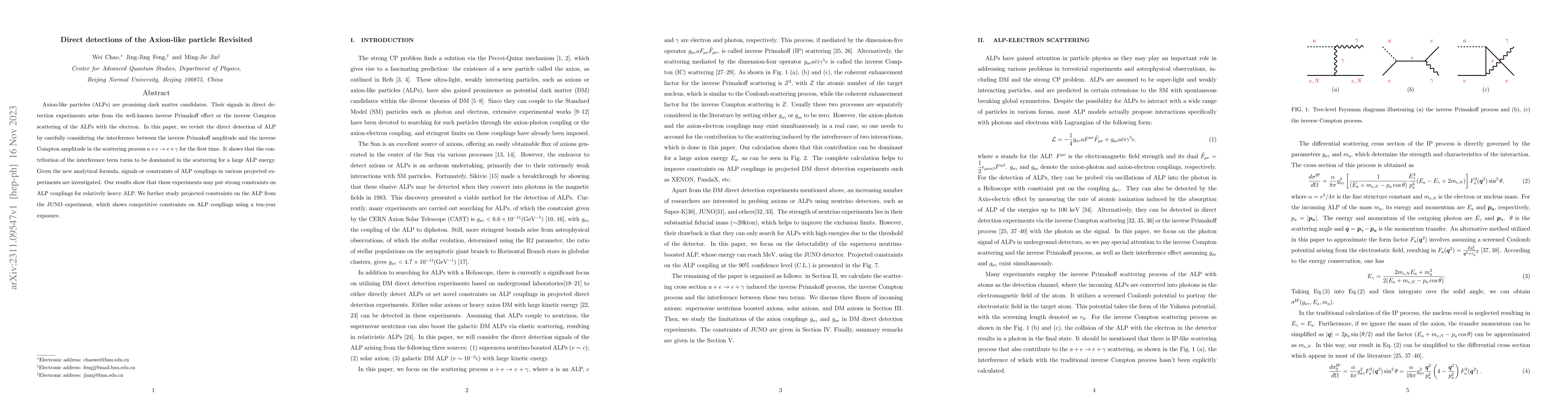 Thumbnail for Direct detections of the Axion-like particle Revisited
