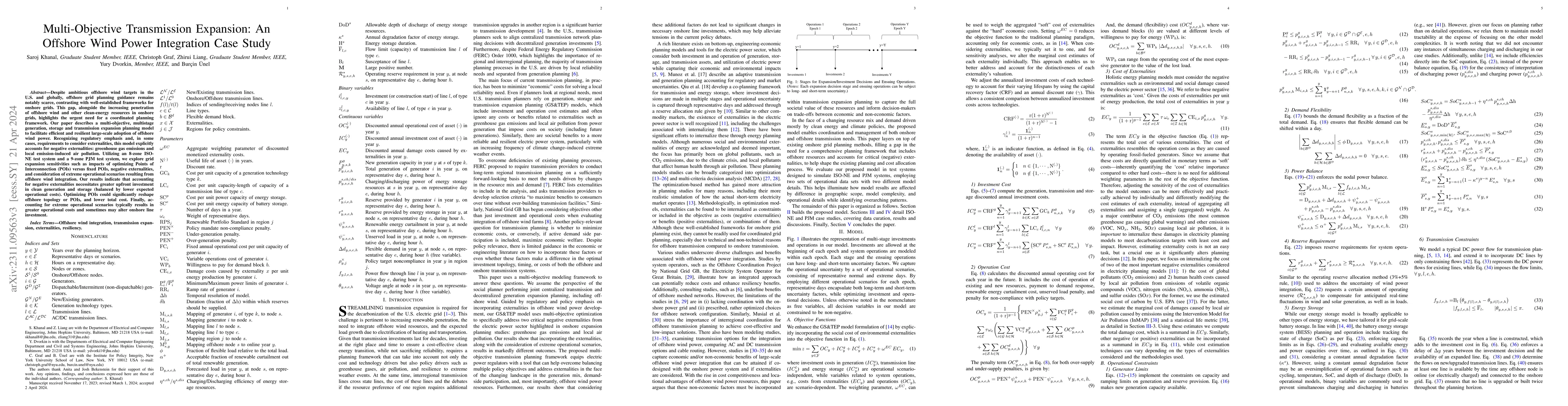 Thumbnail for Multi-Objective Transmission Expansion: An Offshore Wind Power
  Integration Case Study