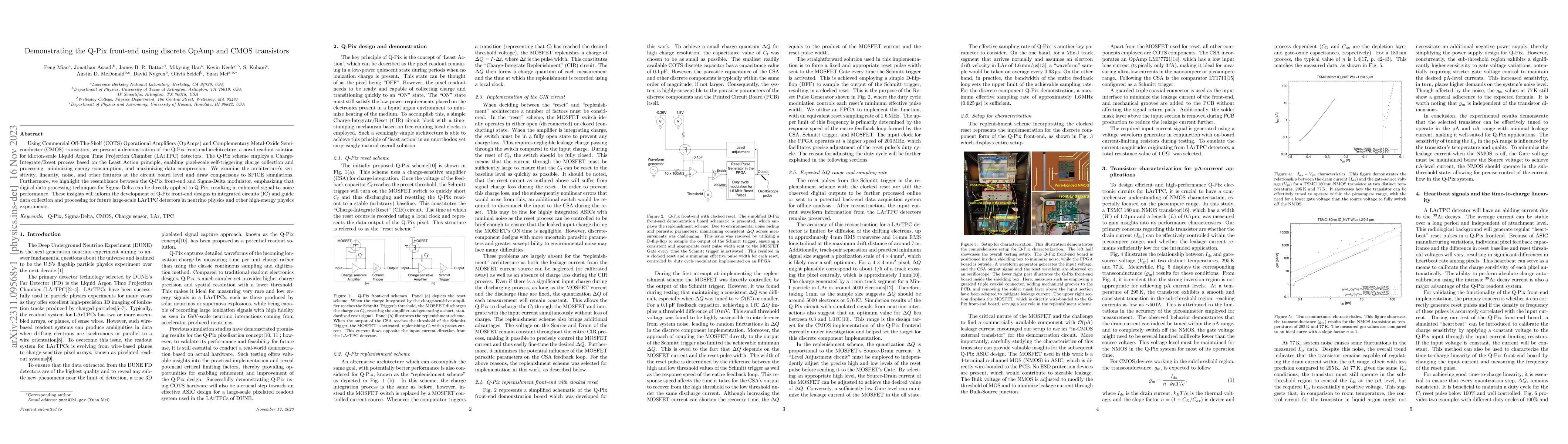 Thumbnail for Demonstrating the Q-Pix front-end using discrete OpAmp and CMOS
  transistors