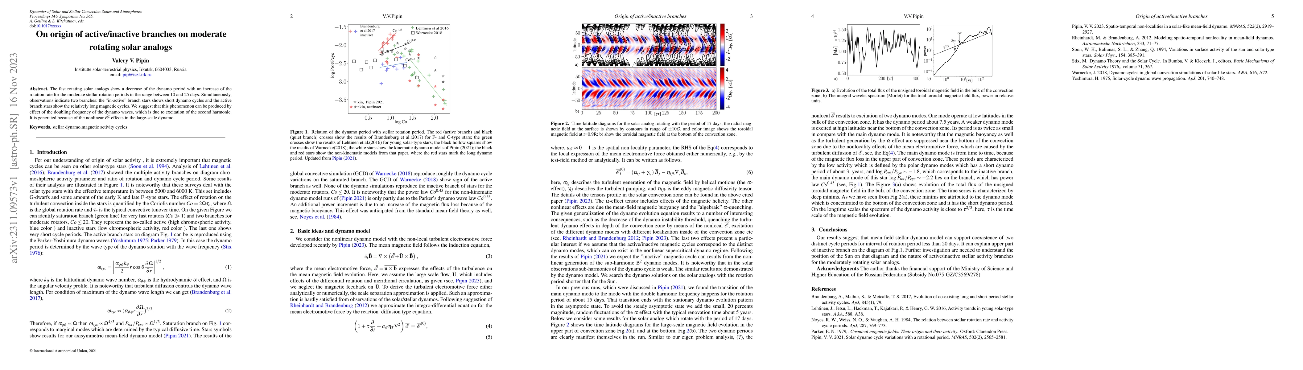 Thumbnail for On origin of active/inactive branches on moderate rotating solar analogs