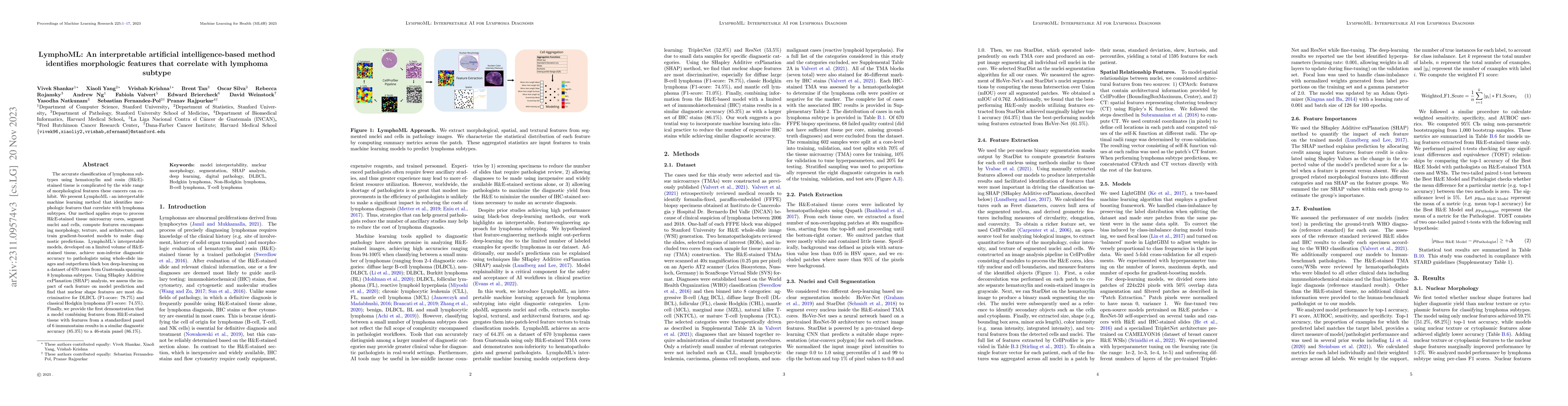 Thumbnail for LymphoML: An interpretable artificial intelligence-based method
  identifies morphologic features that correlate with lymphoma subtype