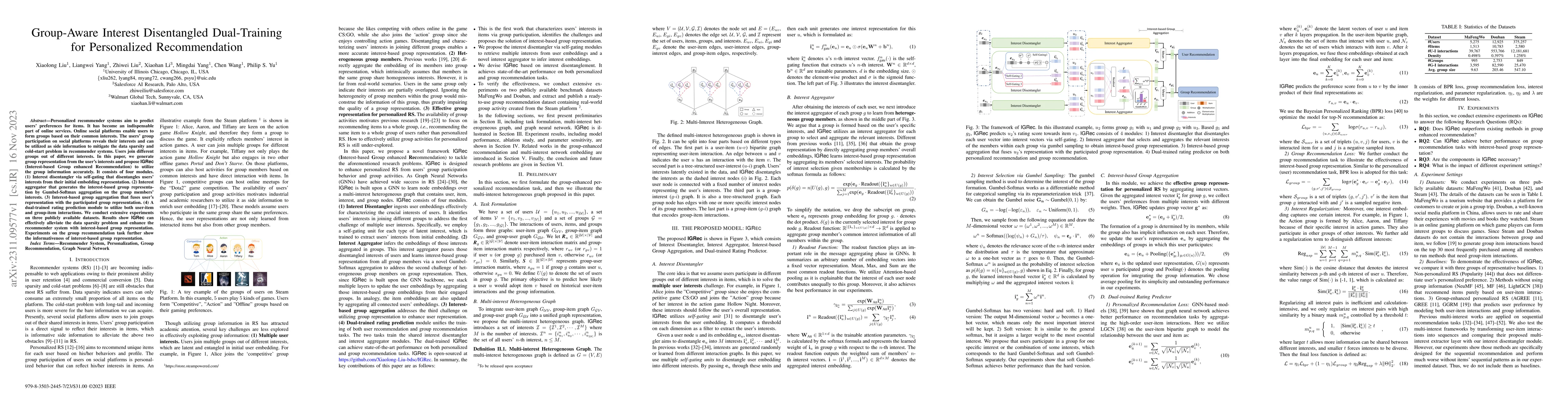Thumbnail for Group-Aware Interest Disentangled Dual-Training for Personalized
  Recommendation