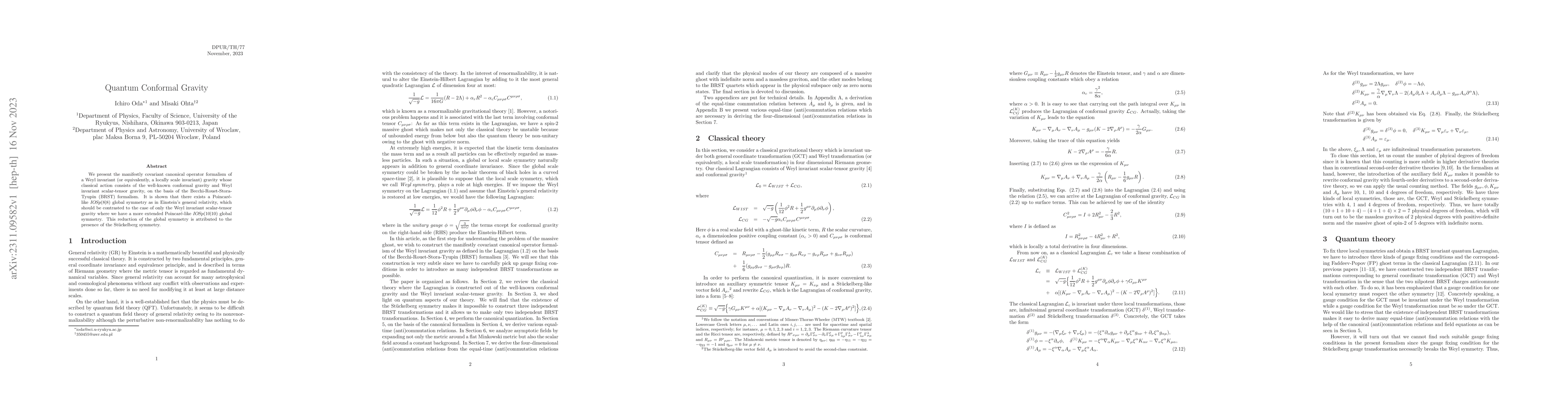 Thumbnail for Quantum Conformal Gravity