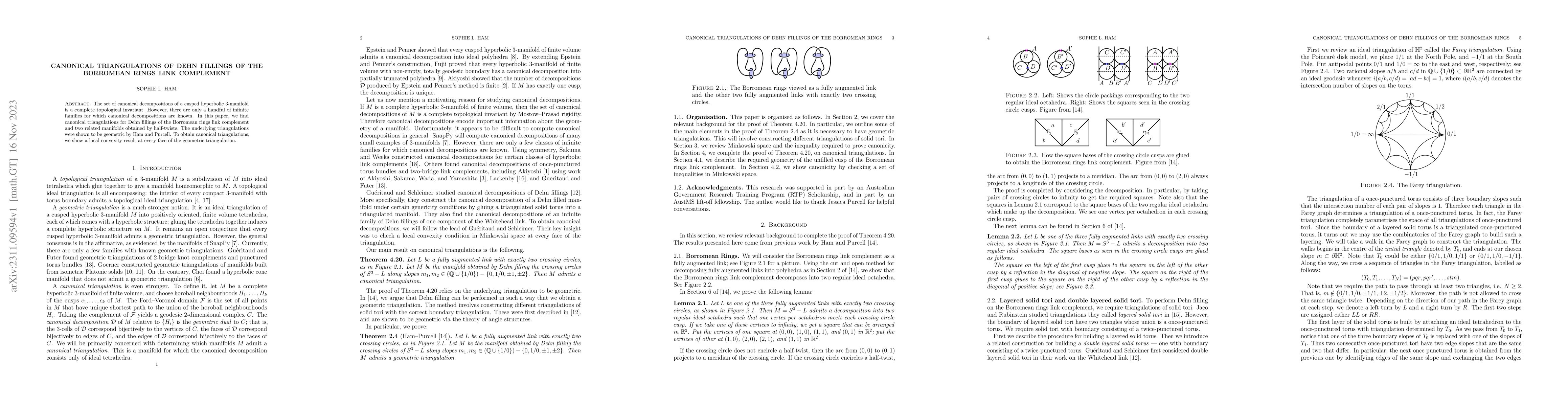 Thumbnail for Canonical triangulations of Dehn fillings of the Borromean rings link
  complement