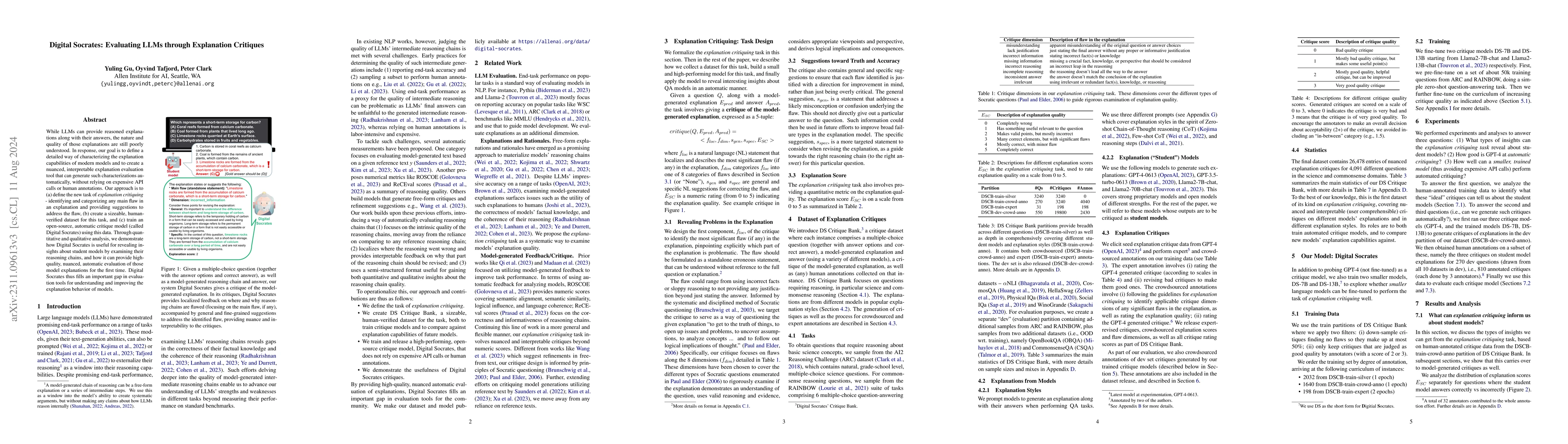 Thumbnail for Digital Socrates: Evaluating LLMs through Explanation Critiques