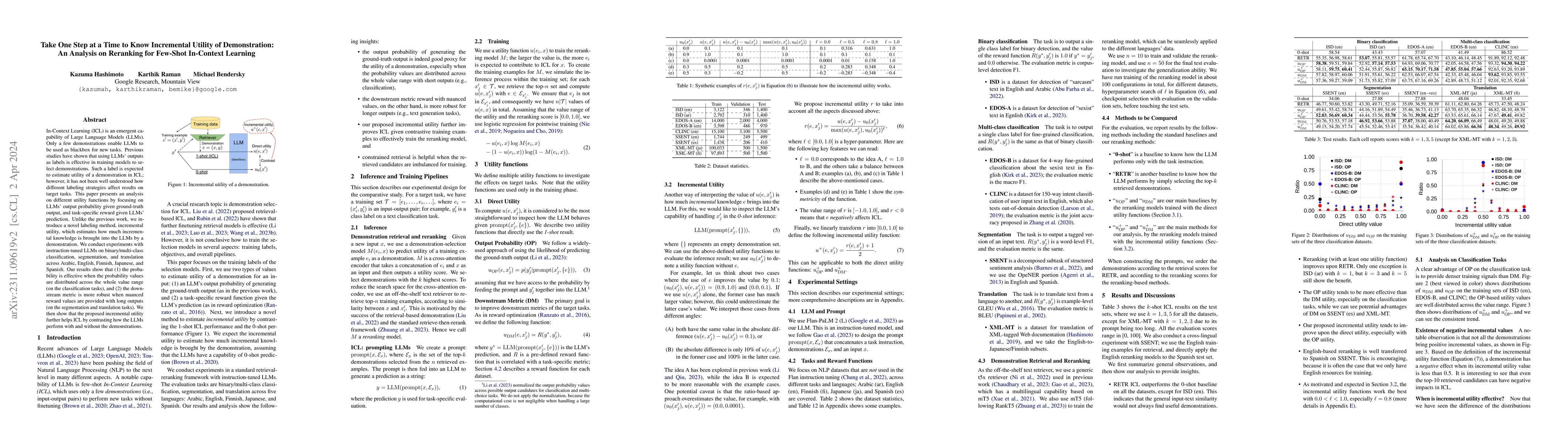 Thumbnail for Take One Step at a Time to Know Incremental Utility of Demonstration: An
  Analysis on Reranking for Few-Shot In-Context Learning