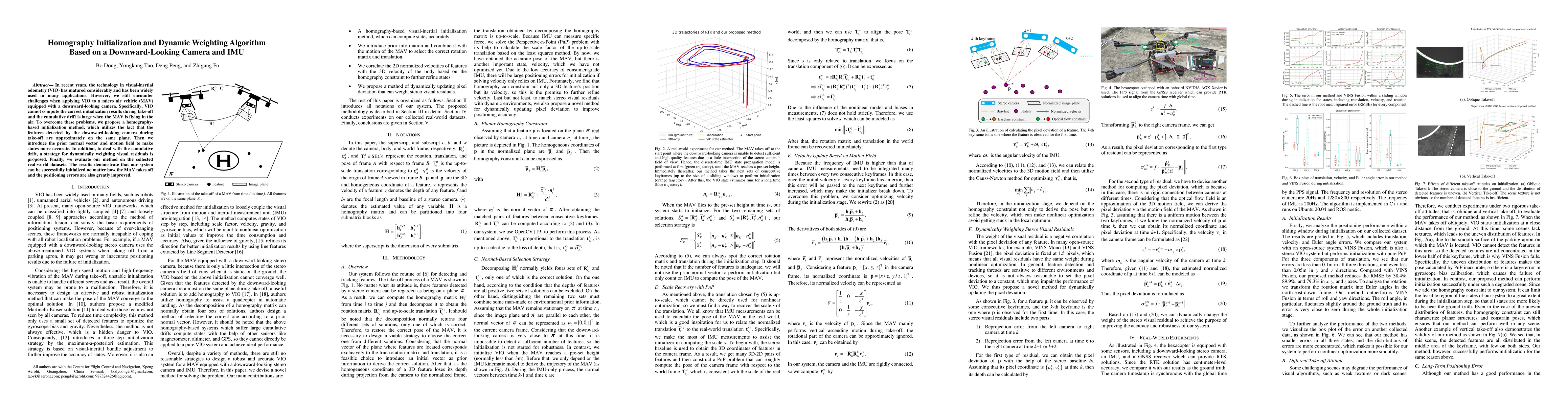 Thumbnail for Homography Initialization and Dynamic Weighting Algorithm Based on a
  Downward-Looking Camera and IMU