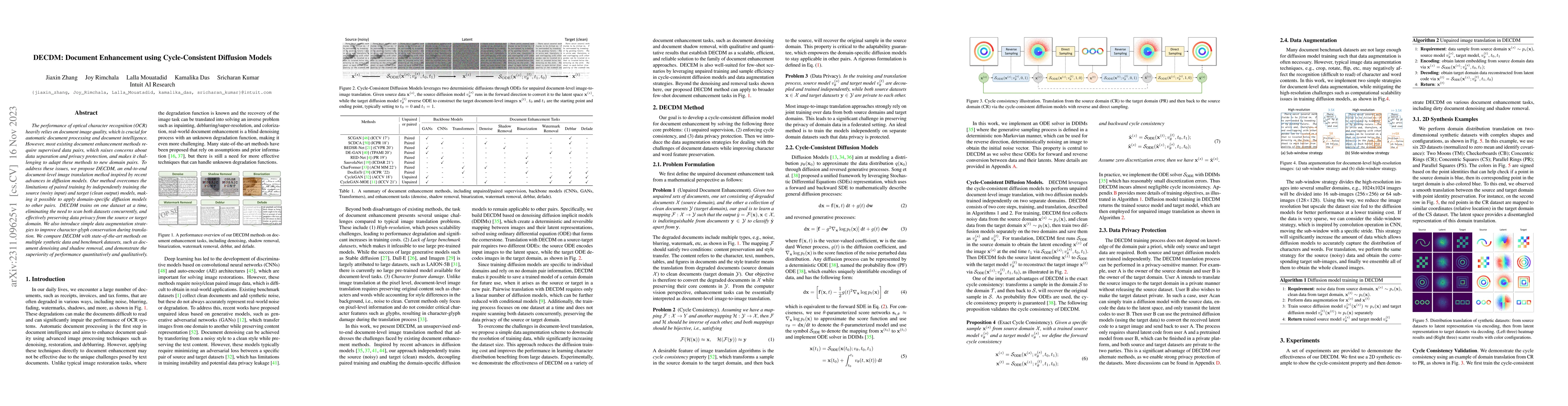 Thumbnail for DECDM: Document Enhancement using Cycle-Consistent Diffusion Models