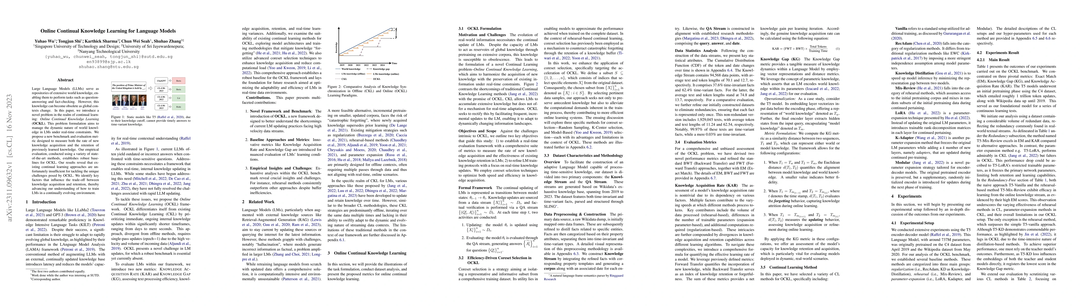 Thumbnail for Online Continual Knowledge Learning for Language Models