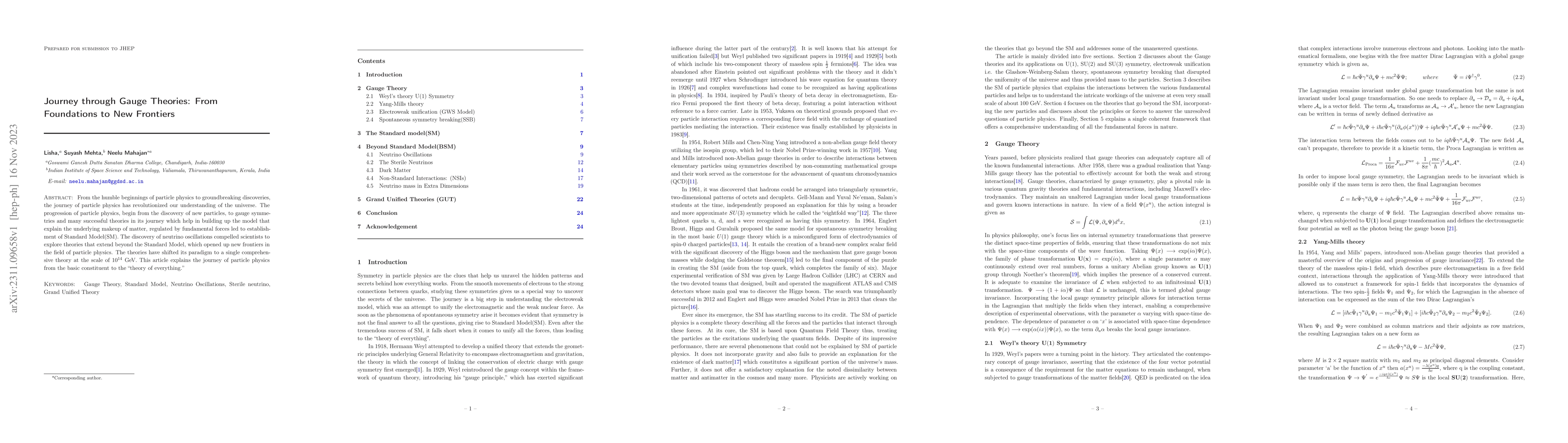 Thumbnail for Journey through Gauge Theories: From Foundations to New Frontiers