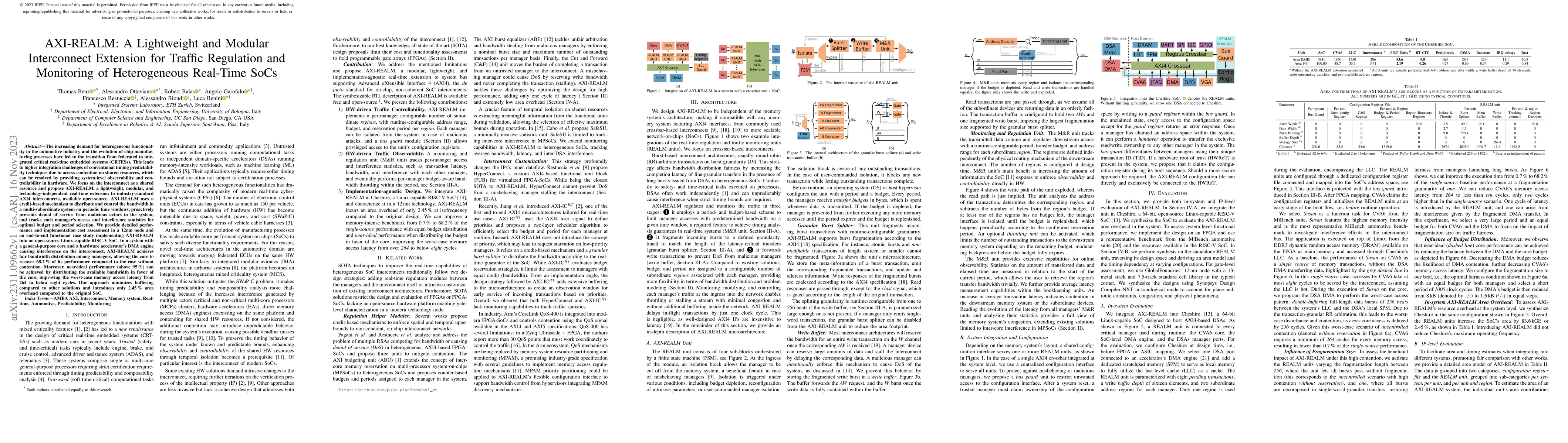 Thumbnail for AXI-REALM: A Lightweight and Modular Interconnect Extension for Traffic
  Regulation and Monitoring of Heterogeneous Real-Time SoCs