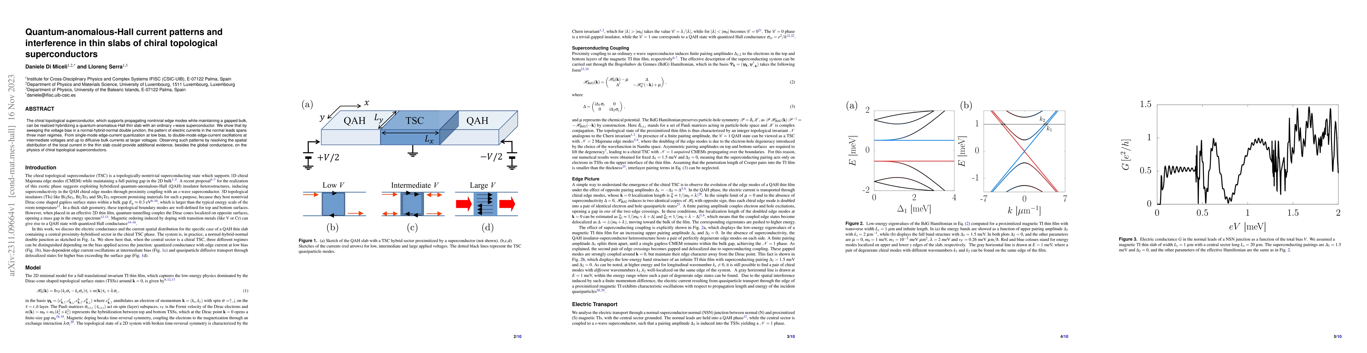 Thumbnail for Quantum-anomalous-Hall current patterns and interference in thin slabs
  of chiral topological superconductors