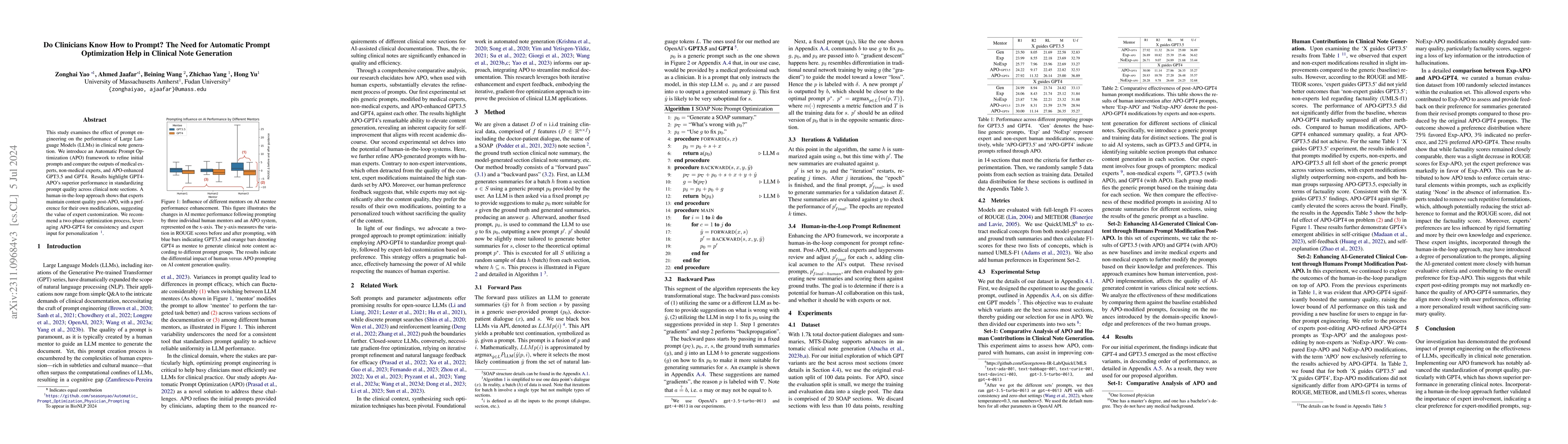 Thumbnail for Do Physicians Know How to Prompt? The Need for Automatic Prompt
  Optimization Help in Clinical Note Generation