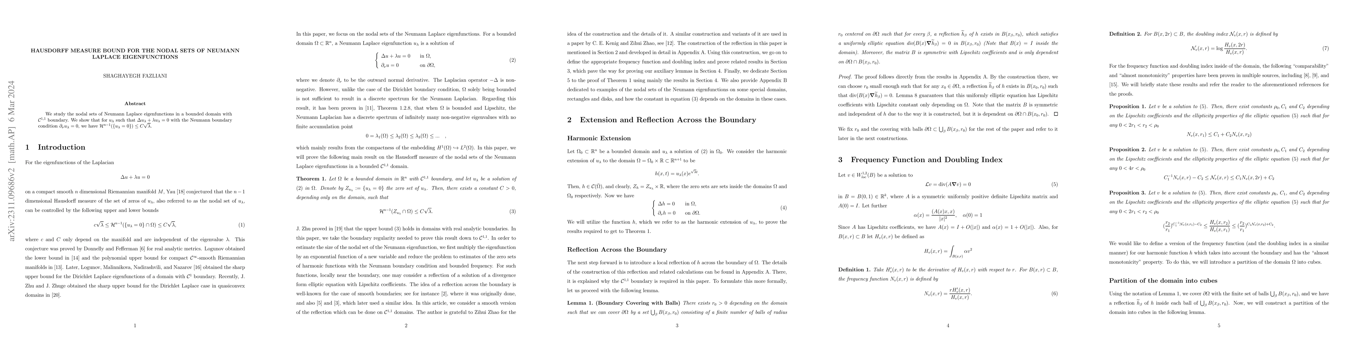 Thumbnail for Hausdorff measure bound for the nodal sets of Neumann Laplace
  eigenfunctions