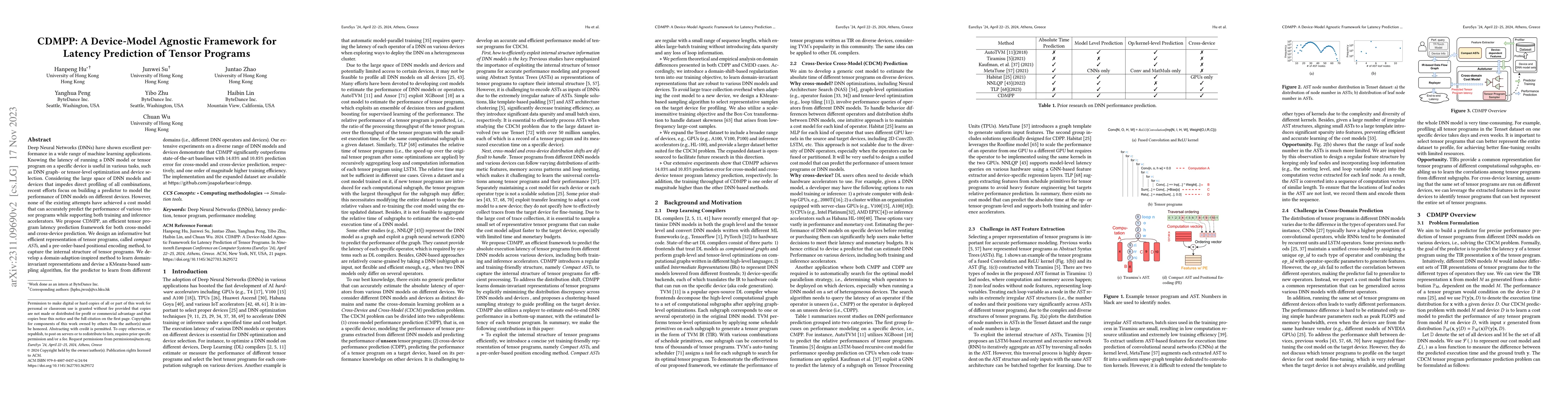 Thumbnail for CDMPP: A Device-Model Agnostic Framework for Latency Prediction of
  Tensor Programs