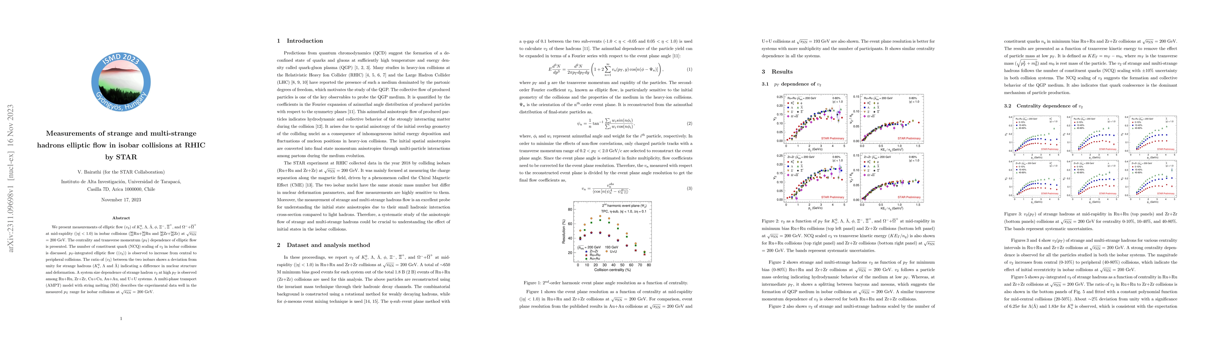Thumbnail for Measurements of strange and multi-strange hadrons elliptic flow in
  isobar collisions at RHIC by STAR