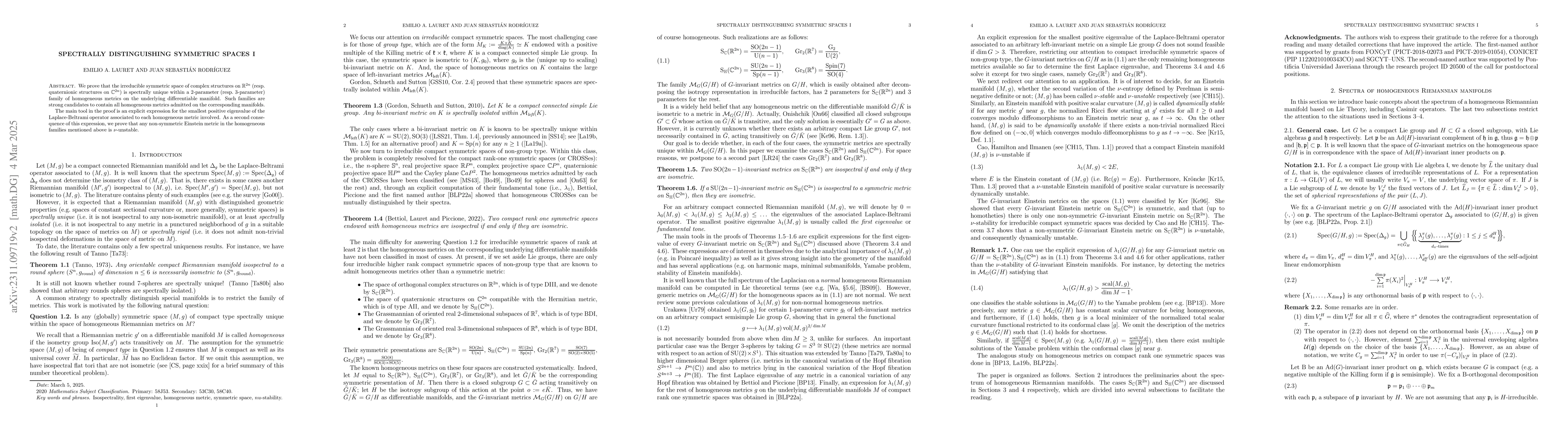 Thumbnail for Spectrally distinguishing symmetric spaces I
