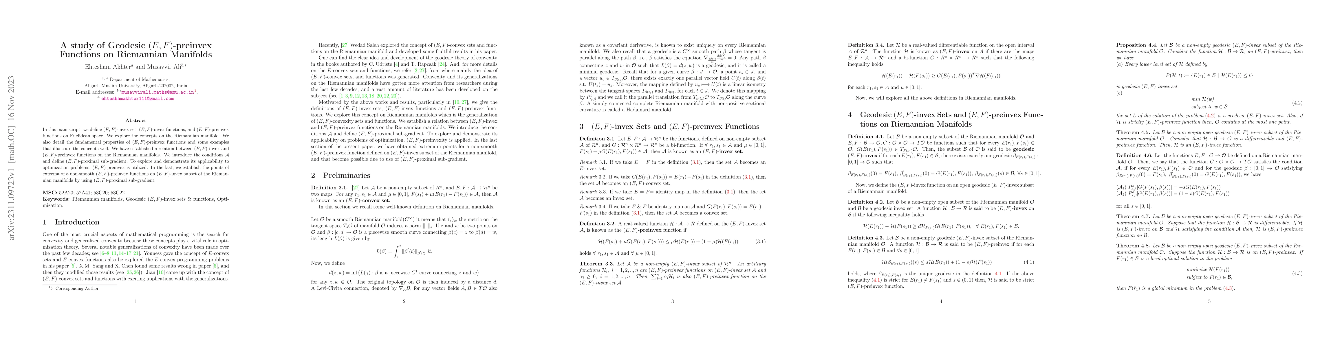 Thumbnail for A study of Geodesic (E, F)-preinvex Functions on Riemannian Manifolds