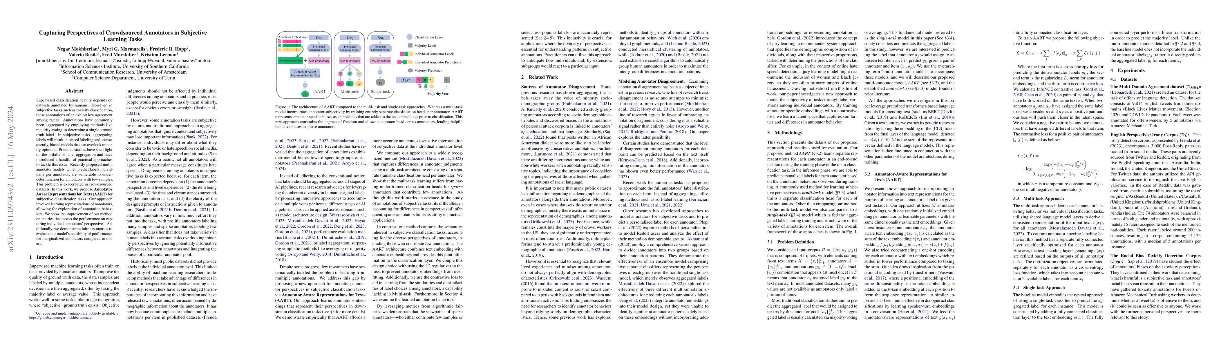 Thumbnail for Capturing Perspectives of Crowdsourced Annotators in Subjective Learning
  Tasks