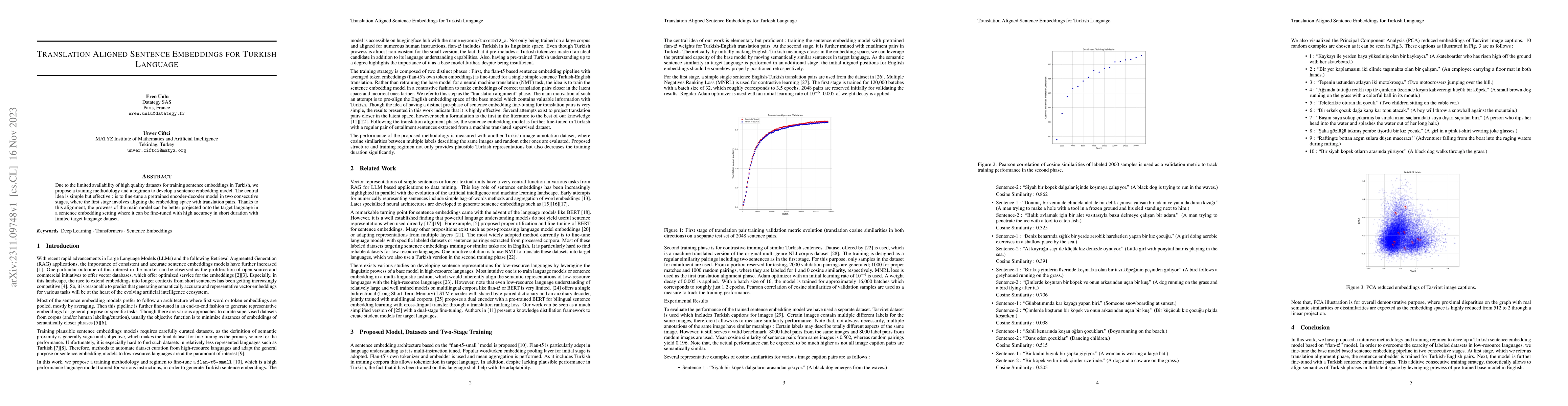 Thumbnail for Translation Aligned Sentence Embeddings for Turkish Language