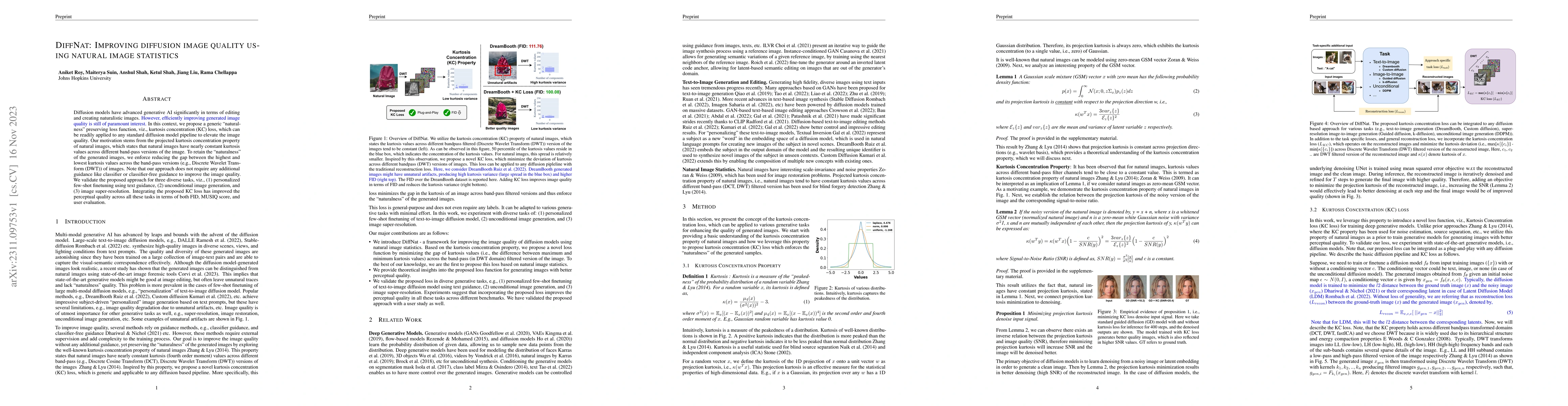 Thumbnail for DIFFNAT: Improving Diffusion Image Quality Using Natural Image
  Statistics