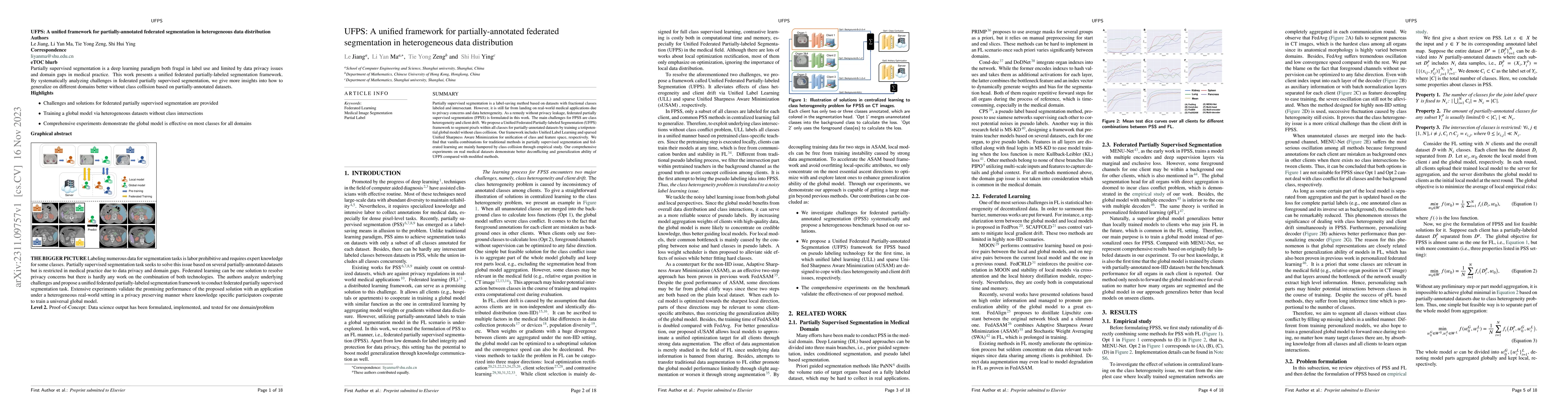 Thumbnail for UFPS: A unified framework for partially-annotated federated segmentation
  in heterogeneous data distribution