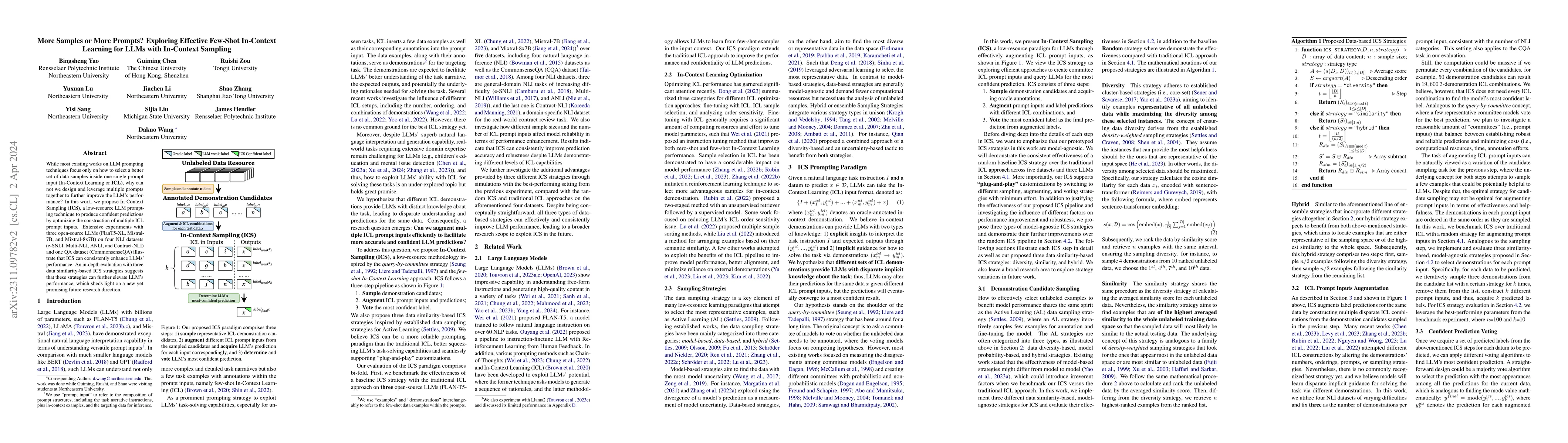 Thumbnail for More Samples or More Prompts? Exploring Effective In-Context Sampling
  for LLM Few-Shot Prompt Engineering