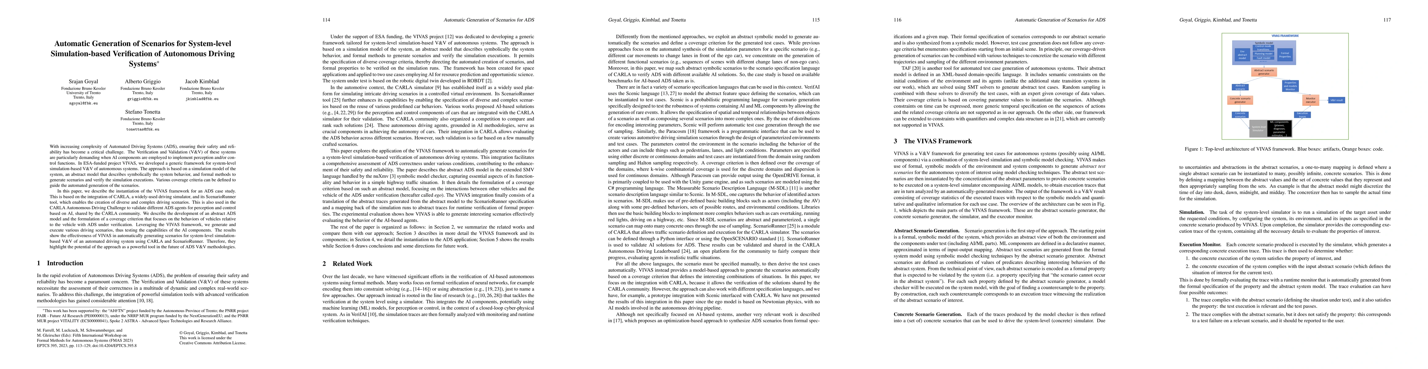 Thumbnail for Automatic Generation of Scenarios for System-level Simulation-based
  Verification of Autonomous Driving Systems