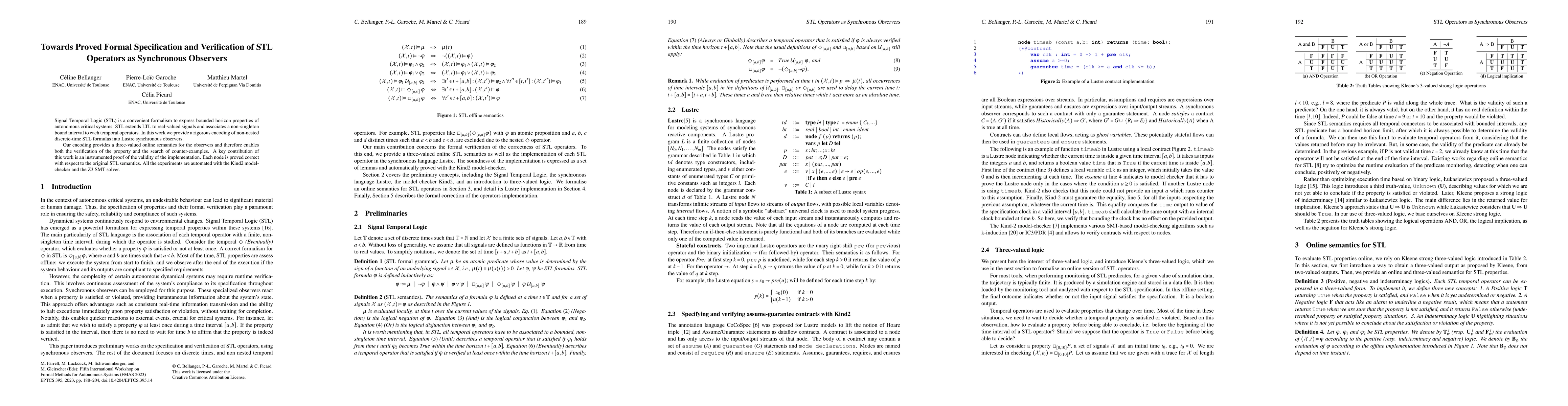 Thumbnail for Towards Proved Formal Specification and Verification of STL Operators as
  Synchronous Observers