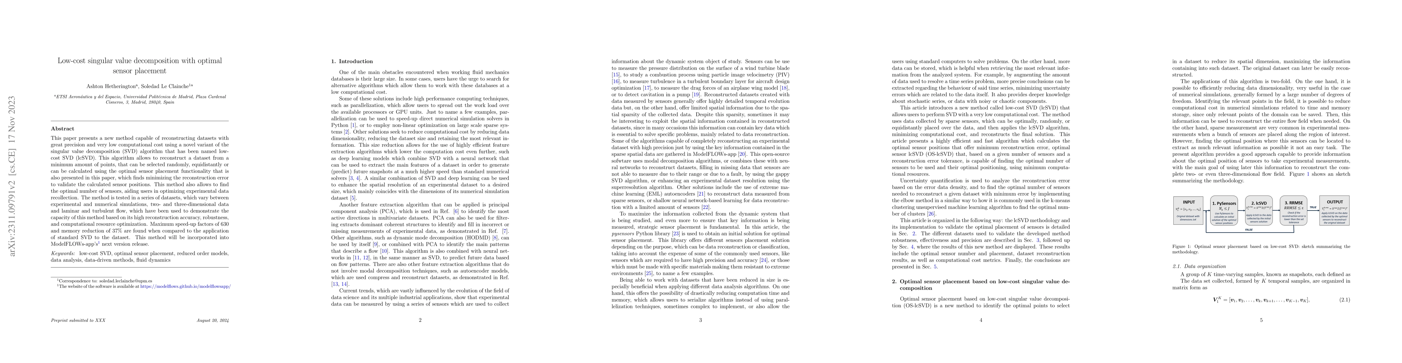 Thumbnail for Low-cost singular value decomposition with optimal sensor placement