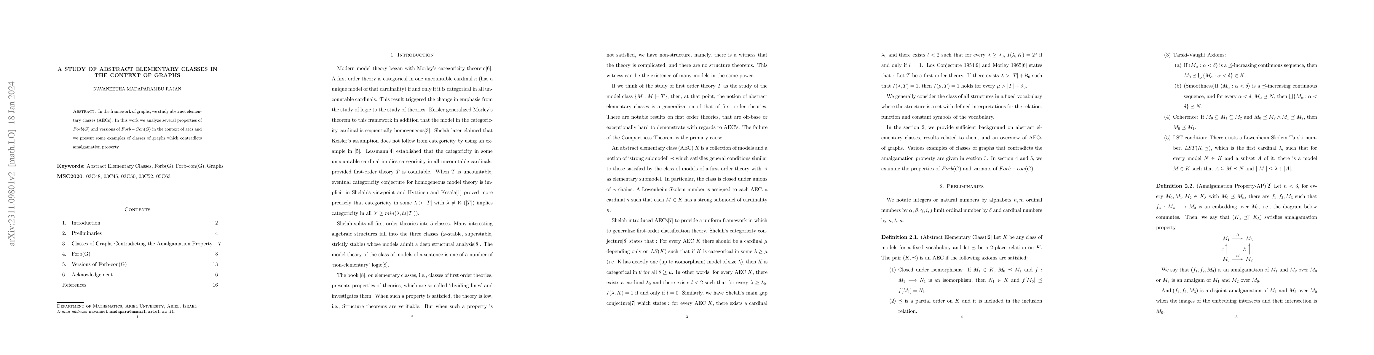 Thumbnail for A Study of Abstract Elementary Classes in the context of Graphs