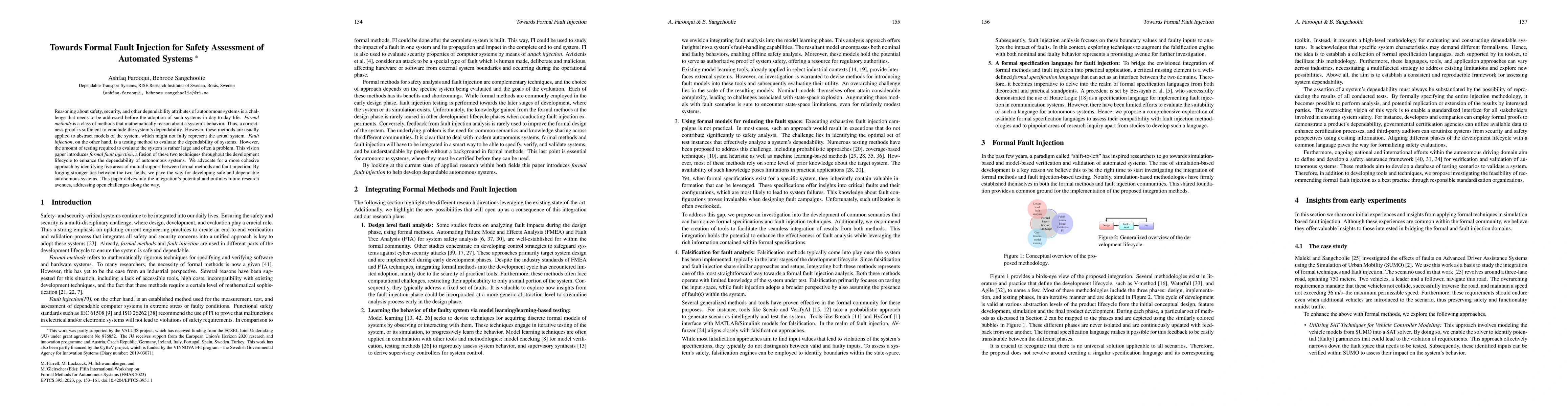 Thumbnail for Towards Formal Fault Injection for Safety Assessment of Automated
  Systems