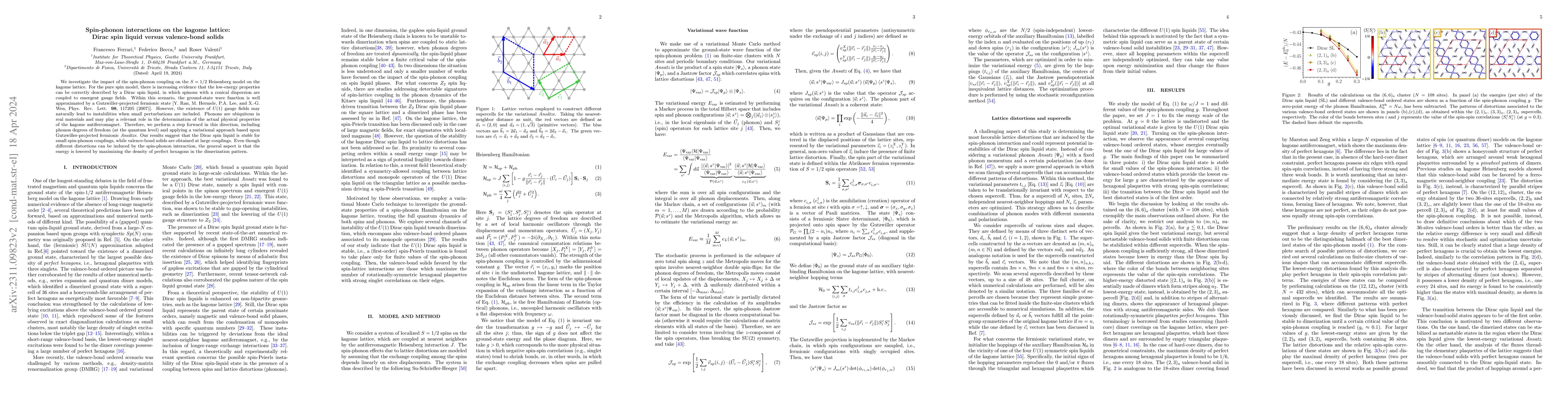 Thumbnail for Spin-phonon interactions on the kagome lattice: Dirac spin liquid versus
  valence-bond solids