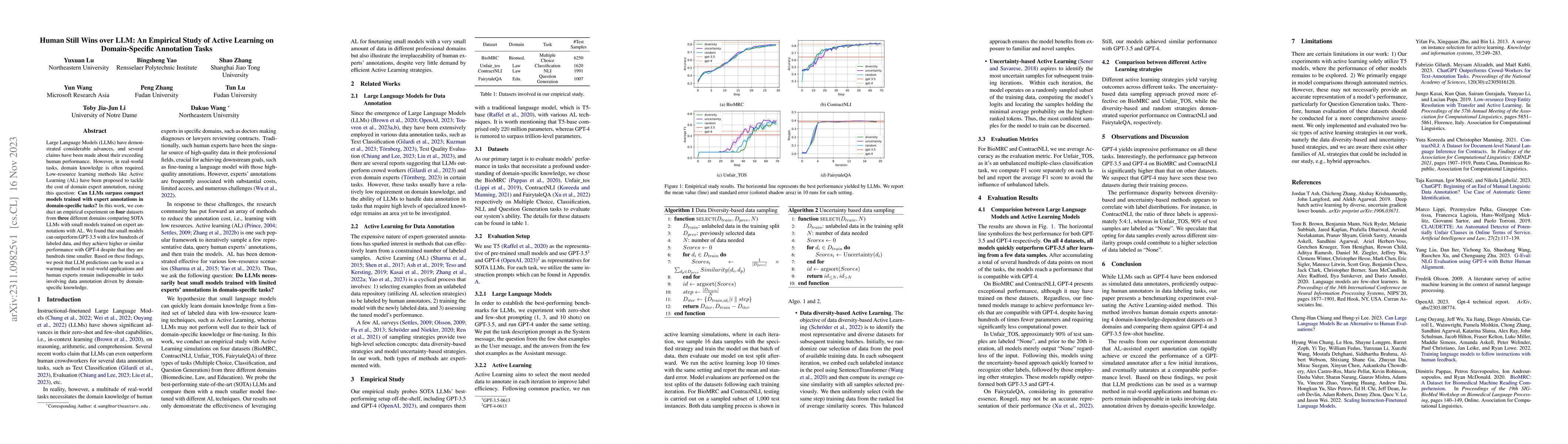 Thumbnail for Human Still Wins over LLM: An Empirical Study of Active Learning on
  Domain-Specific Annotation Tasks