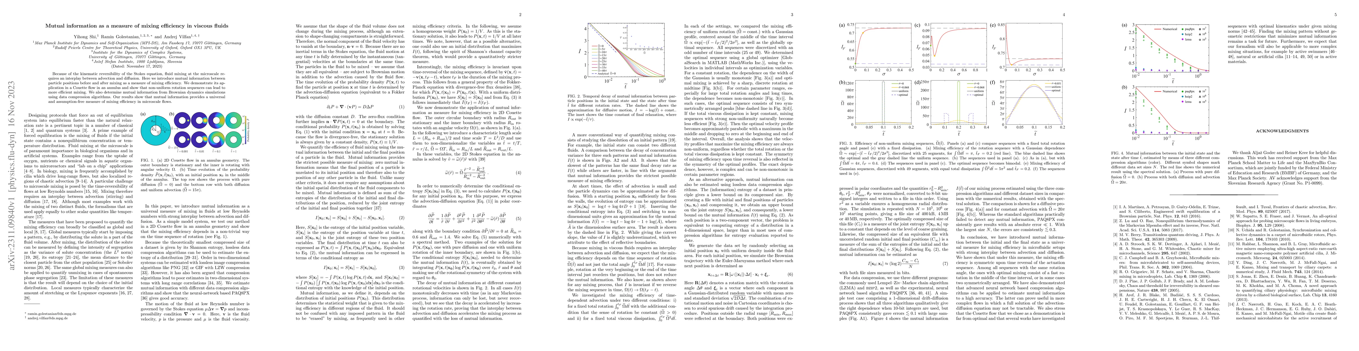 Thumbnail for Mutual information as a measure of mixing efficiency in viscous fluids