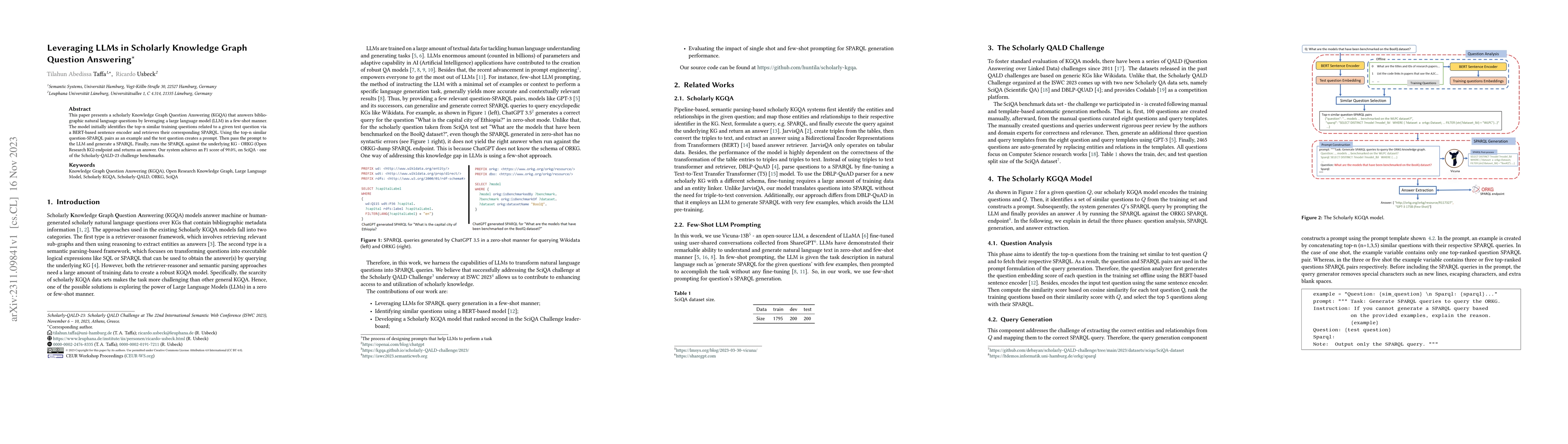 Thumbnail for Leveraging LLMs in Scholarly Knowledge Graph Question Answering