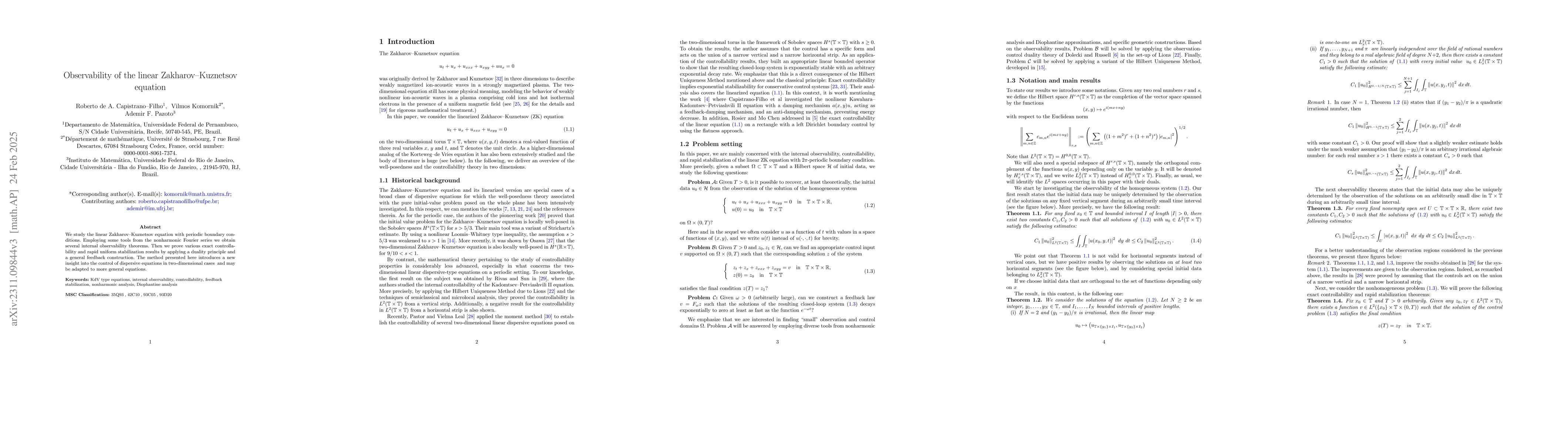 Thumbnail for Observability of the linear Zakharov--Kuznetsov equation