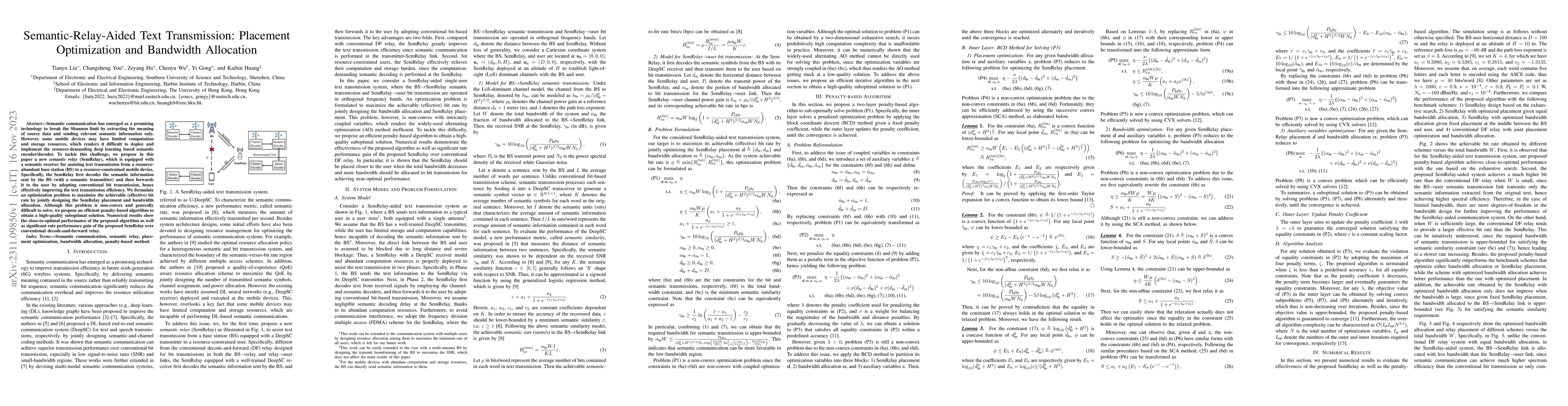 Thumbnail for Semantic-Relay-Aided Text Transmission: Placement Optimization and
  Bandwidth Allocation