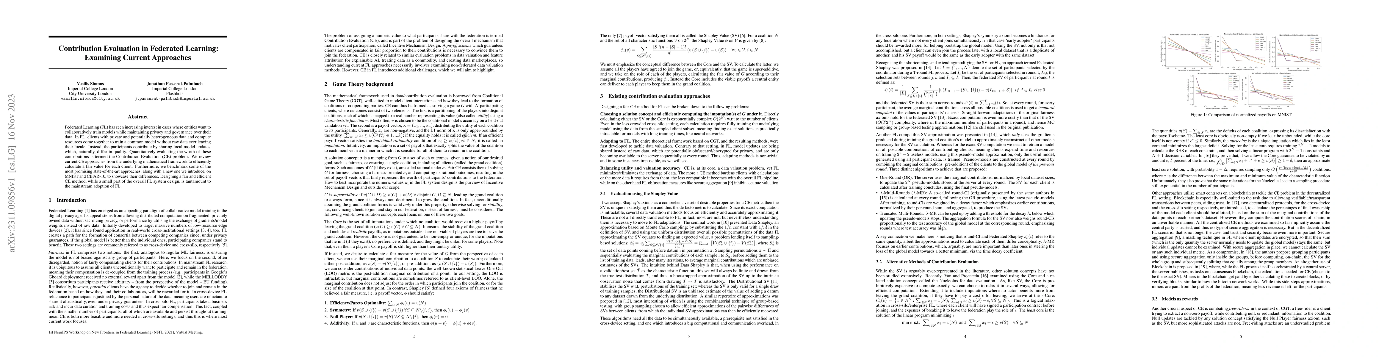 Thumbnail for Contribution Evaluation in Federated Learning: Examining Current
  Approaches